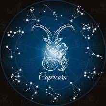 Zodiac sign Capricorn, Glow in the dark - night glow, round stones, 60x60cm, 45 colours, full screen