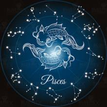 Zodiac sign Pisces, glow in the dark - night glow, square stones, 60x60cm, 45 colors, full image