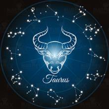 Zodiac sign Taurus, Glow in the dark - night glow, round stones, 60x60cm, 45 colours, full picture