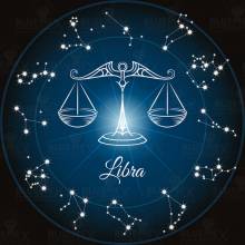 Zodiac sign Libra, Glow in the dark - night glow, round stones, 60x60cm, 45 colours, full picture