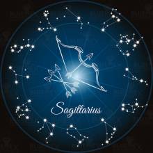 Zodiac sign Sagittarius, Glow in the dark - night glow, round stones, 60x60cm, 45 colours, full picture