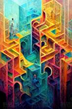 Color out of Place - Maze, 70x100cm, 50 colours, square stones, full image