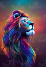 Diamond Painting picture, colourful lion, round stones, 60x90cm, 70 colours, full picture