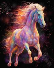 Diamond Painting Bild, Horse and Fire, eckige Steinchen, 70x90cm, 70 Farben, Vollbild