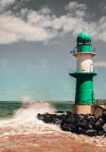 Diamond Painting picture, lighthouse Warnemünde, square stones, 60x85cm, 55 colors, full picture