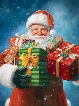 Picture, Santa Claus presents, angular stones, approx. 60x80cm, full picture