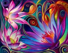 Diamond Painting Bild, Blumen, runde Strass-Diamanten, 45 Farben, ca. 70x50cm, Vollbild