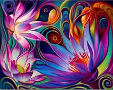 Diamond Painting Bild, Blumen, eckige Strass-Diamanten, 45 Farben, ca. 70x50cm, Vollbild